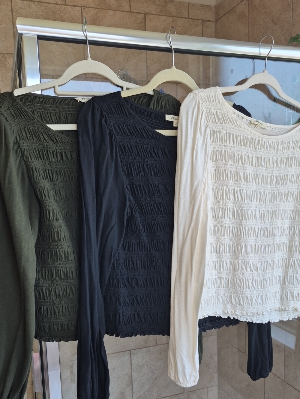 🍁Madewell SET OF 3 Smocked Top NWOT XL